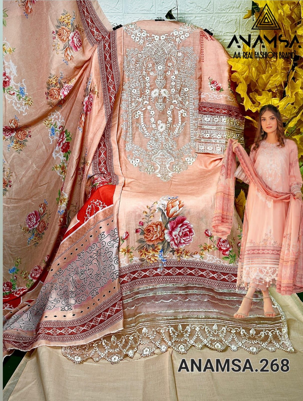 268 Anamsa Muslin Cotton Pakistani Suits Wholesale Suppliers In Mumbai 
